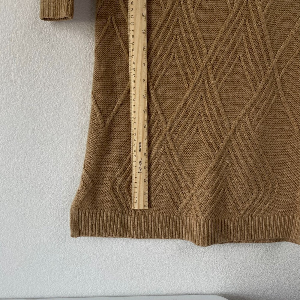 Banana Republic Knit Sweater Dress Brown XXS Cowl Neck Diamond Winter Cozy Y2K - Picture 8 of 11